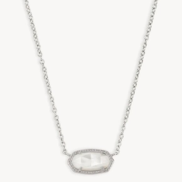 Elisa Silver Pendant Necklace in Ivory Mother-of-Pearl - Picture 1 of 4